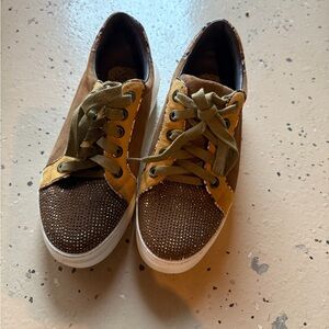 Vince Camuto Brown and Yellow Sneakers